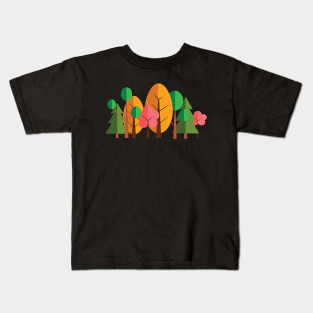 Autumn Trees Nature Forest Kids T-Shirt by bragova